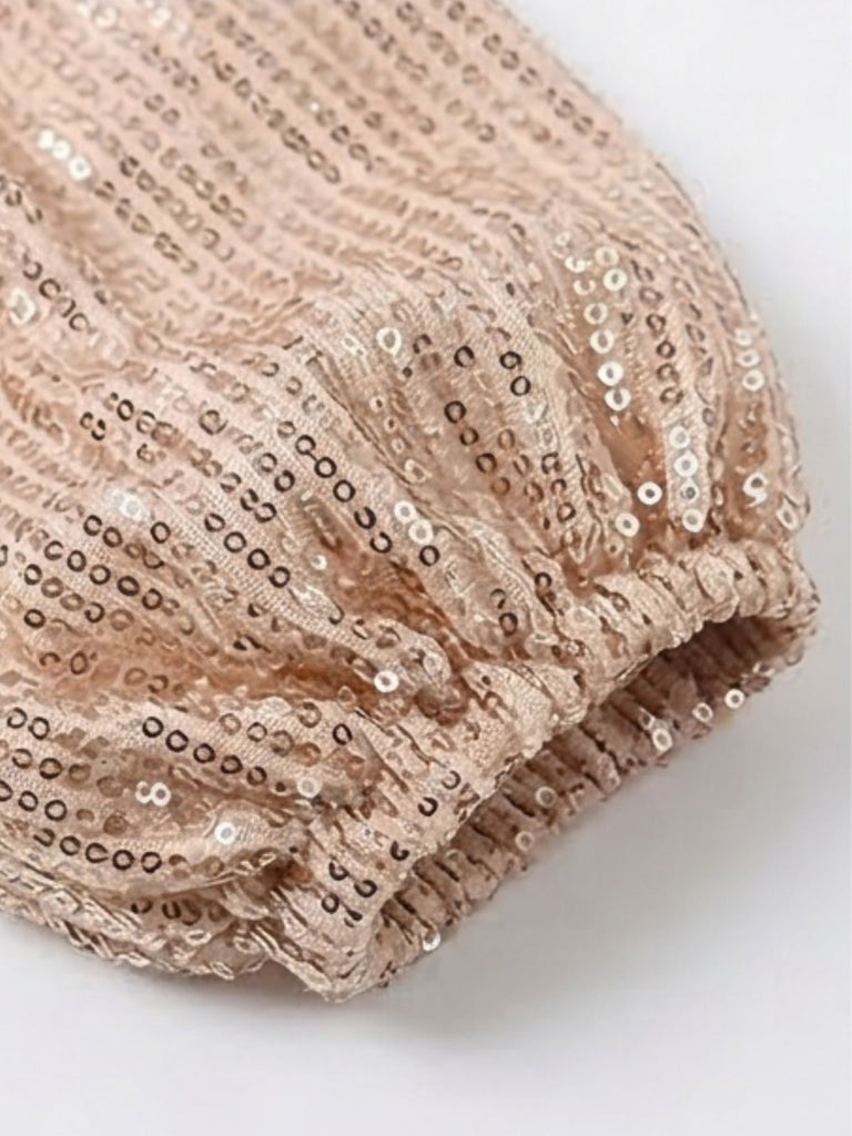 Champagne 1980s Sequin One Piece Romper 6