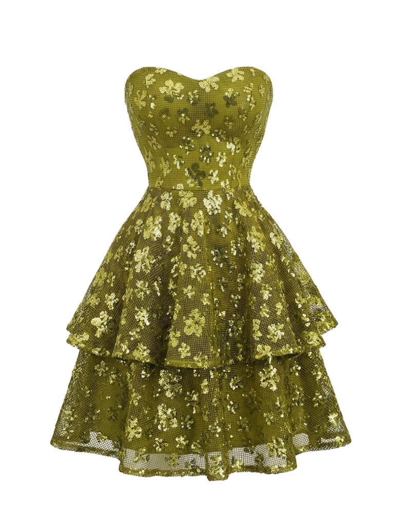 Chartreuse 1960s Sequined Evening Party Mini Dress: beautiful vintage dress, retro fashion, elegant style with timeless appeal