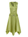 Green dress with a bow detail on a white background