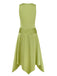 Green dress with a fitted bodice and flared skirt on a white background