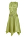 Green dress with a bow detail on a white background