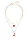 Cherry Strawberry Pearl Pendant Layered Necklace - vintage fashion, retro style, elegant red