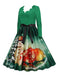 Christmas 1950s V-Neck Long Sleeve Patchwork Dress — vintage elegance for the modern woman