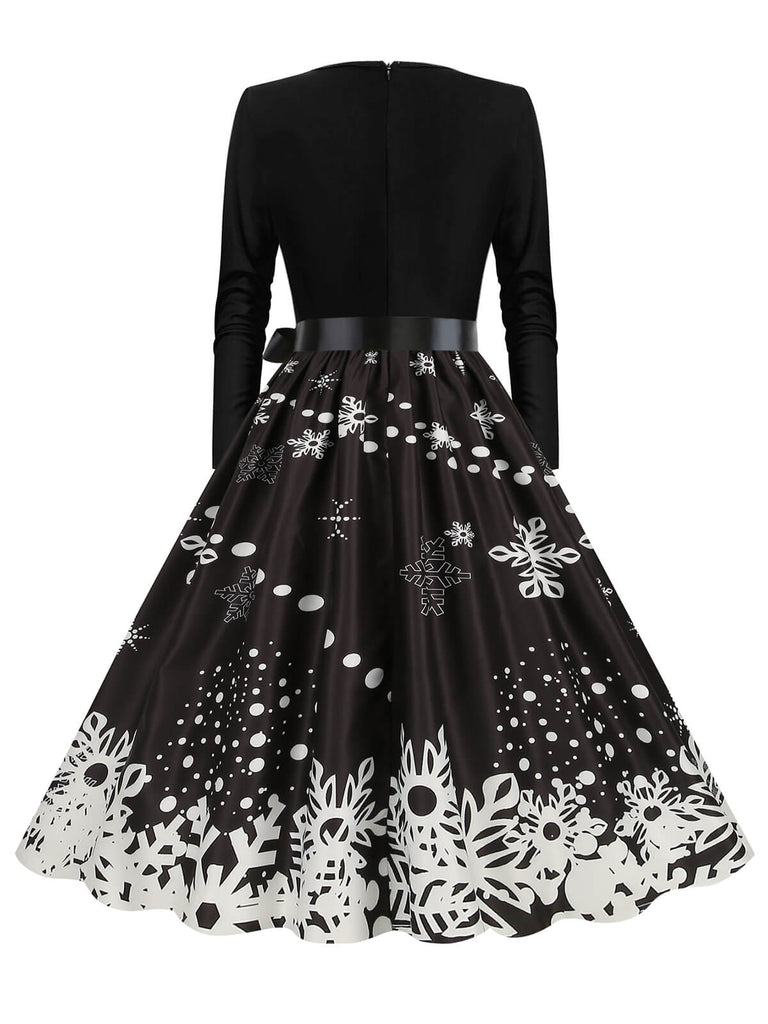 Christmas 1950s V-Neck Long Sleeve Patchwork Dress: timeless style reimagined