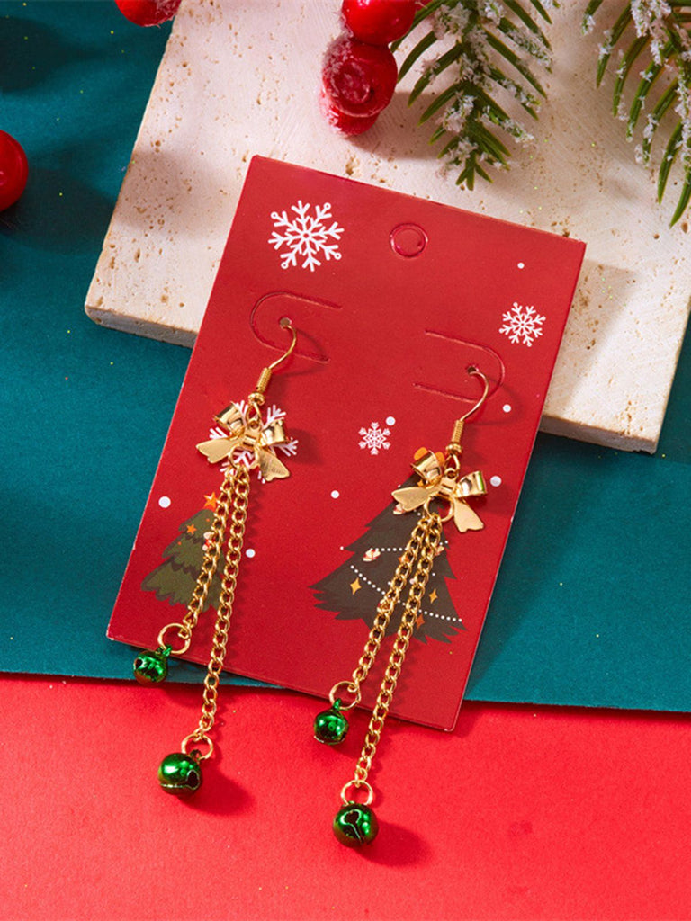 Christmas Bow Bell Drop Earrings - vintage fashion, retro style