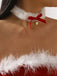 Christmas Bowknot Bell Plush Choker Necklace - vintage fashion, retro style