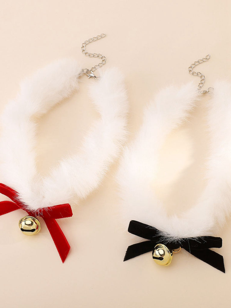 Christmas Bowknot Bell Plush Choker Necklace - vintage fashion, retro style