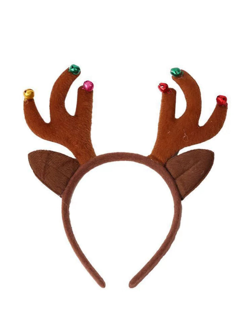 Christmas Colored Reindeer Jingle Bells Sequins Headband - vintage fashion, retro style, elegant red