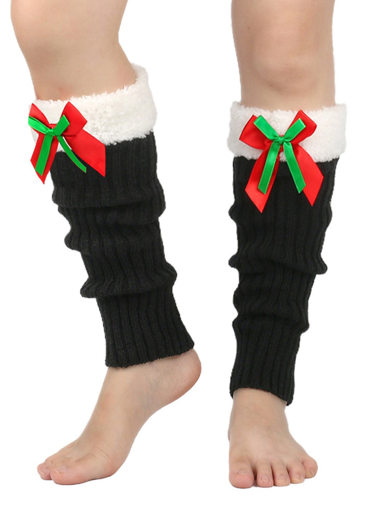 This Christmas Contrast Plus Trim Knit Leg Warmers whispers vintage secrets to those who notice