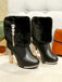 Christmas Fur And Leather Rhinestone Boots — vintage style that transcends decades