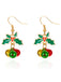 Christmas Holly Leaf Jingle Bell Drop Earrings - vintage fashion, retro style