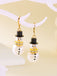 Christmas Rhinestone Snowflake Pearl Hat Snowman Stud Earrings - vintage fashion, retro style