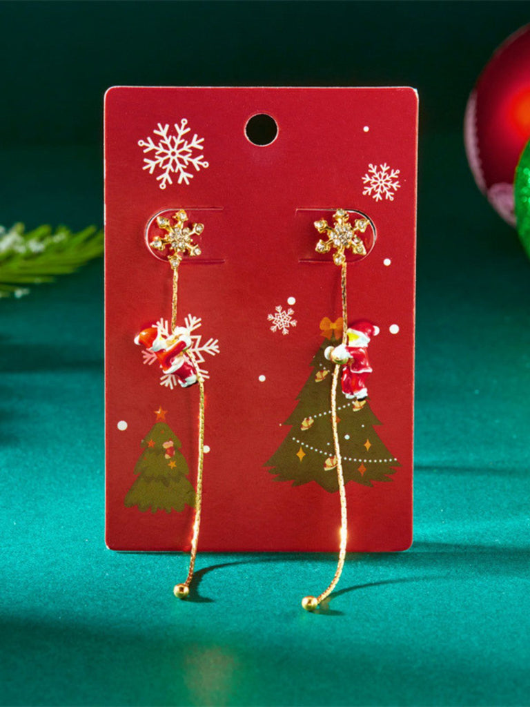 Christmas Santa Claus Long Drop Earrings - vintage fashion, retro style