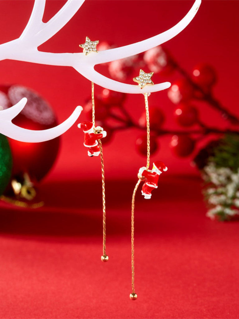 Christmas Santa Claus Long Drop Earrings - vintage fashion, retro style