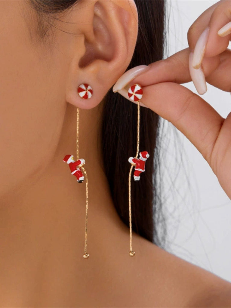 Christmas Santa Claus Long Drop Earrings - vintage fashion, retro style