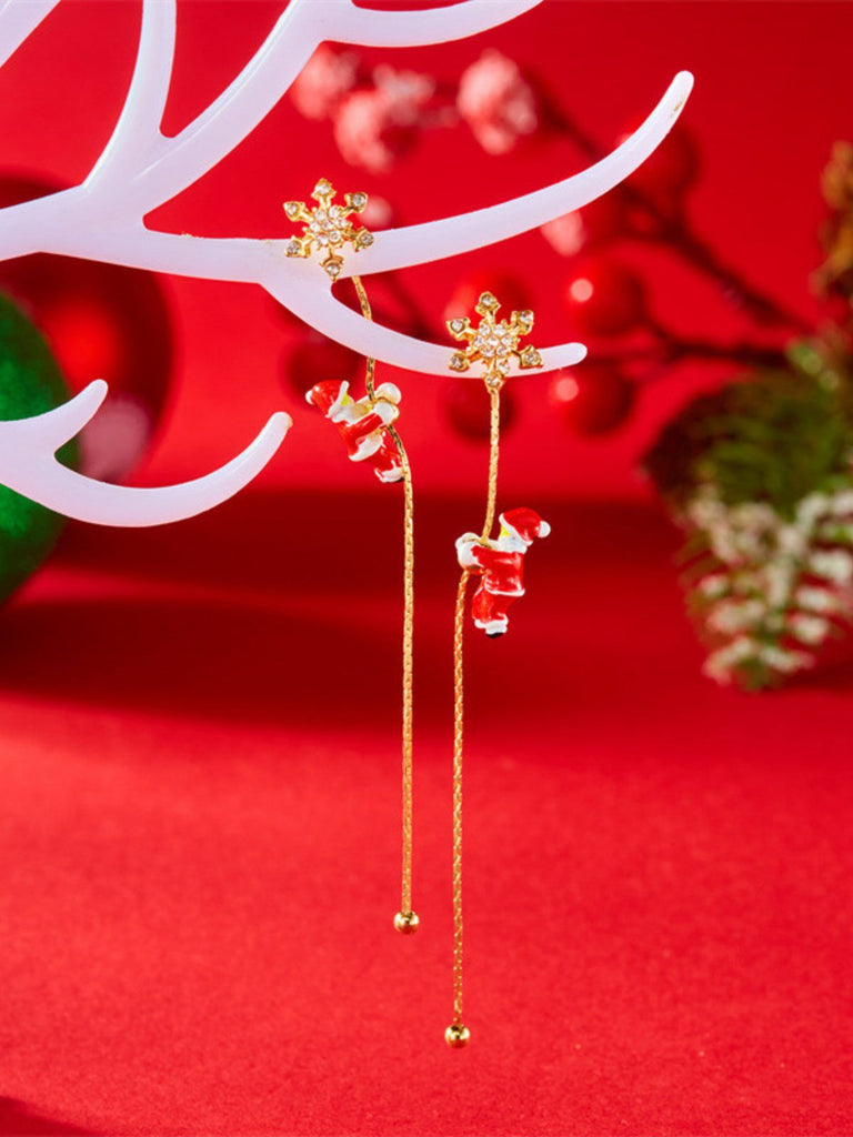 Christmas Santa Claus Long Drop Earrings - vintage fashion, retro style