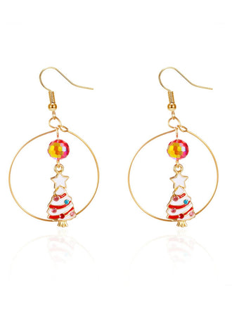 Christmas Tree & Snowman & Candy Cane Earrings - vintage fashion, retro style
