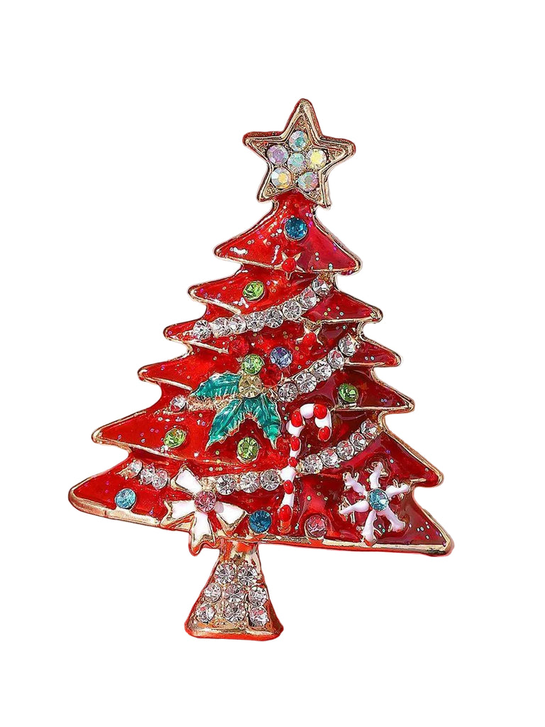 She finds her vintage story in this Christmas Tree Star Rhinestones Hairpin