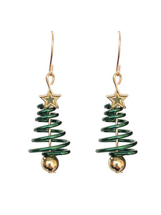 She adds this Christmas Tree Star Twist Earrings and suddenly it's vintage perfection
