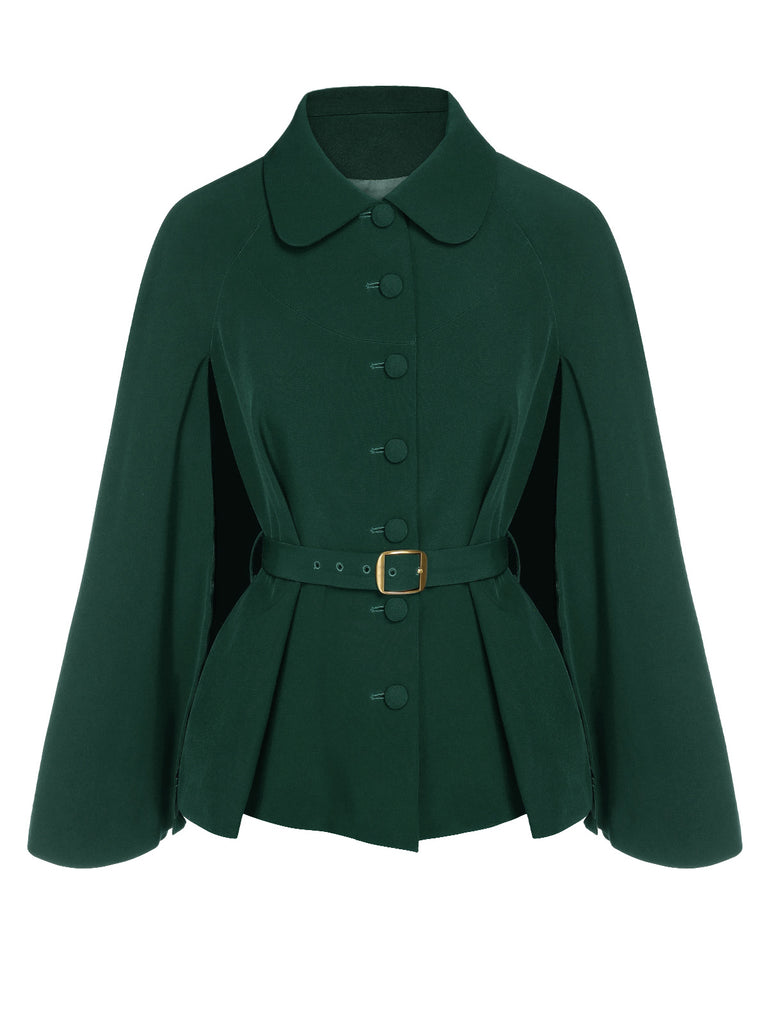 She throws on this Color 1940s Lapel Cape Coat and the city feels like 1940s Paris
