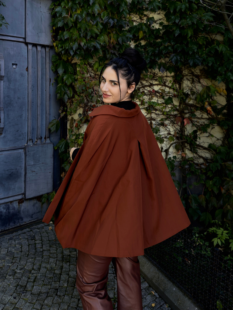 Color 1940s Lapel Cape Coat - vintage fashion, retro style