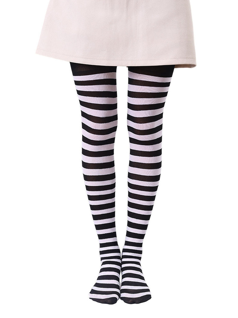 Color-Contrasted Stripe Tights Pantyhose - vintage fashion, retro style