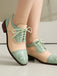 Colorblock Leather Round Toe Strappy Oxford Shoes — vintage vintage charm for her modern wardrobe