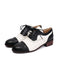 She finds her vintage story in this Colorblock Leather Round Toe Strappy Oxford Shoes
