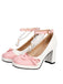 Colorblock Pearls Ankle Strap Bow Chunky-Heel Shoes, vintage shoes, retro heels - perfect for women who love vintage and retro fashion