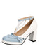 Colorblock Pearls Ankle Strap Bow Chunky-Heel Shoes, vintage shoes, retro heels - perfect for women who love vintage and retro fashion