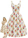 Cream 1940s Floral Print Square Neck Dress, vintage dress, retro fashion - vintage inspired fashion