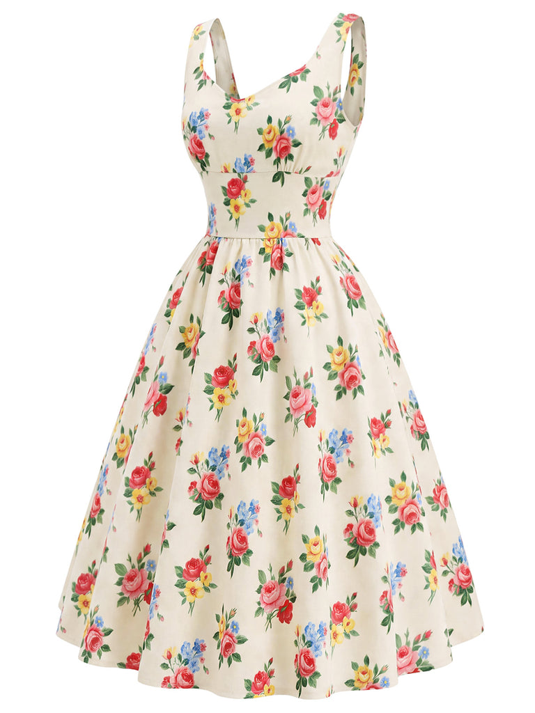 [Pre-Sale] Cream Color 1940s Floral Vintage Dress 3