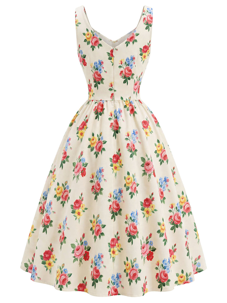 [Pre-Sale] Cream Color 1940s Floral Vintage Dress 4