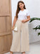 Cream Color 1950s Solid Wide-leg Pants — 1950s confidence tailored for her stride