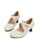 Cross-Strap Perforated Mary Jane Heels - vintage shoes, retro heels