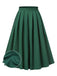 Green 1950s Solid Pleated Skirts
