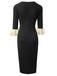 Black 1960s Colorblock Tie Neck Pencil Dress