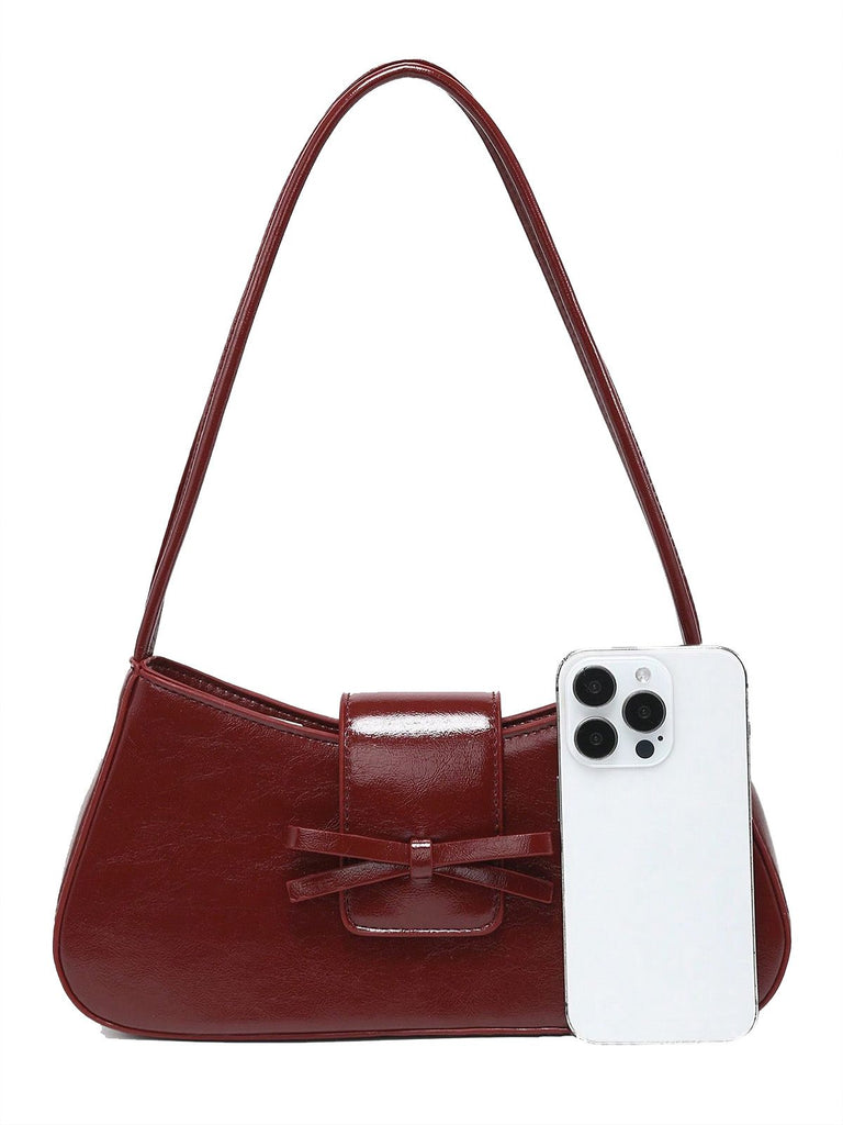 Vintage Leather Bow Baguette Bag