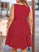 [Plus Size] Red 1950s Polka Dot Sleeveless Ruffled Dress