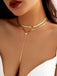 Gold Double-Layered Long Solid Alloy Necklace