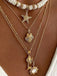 Gold Boho Shell Starfish Layered Beaded Necklace