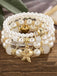 4PCS Boho Starfish Faux Pearl Bracelet Set