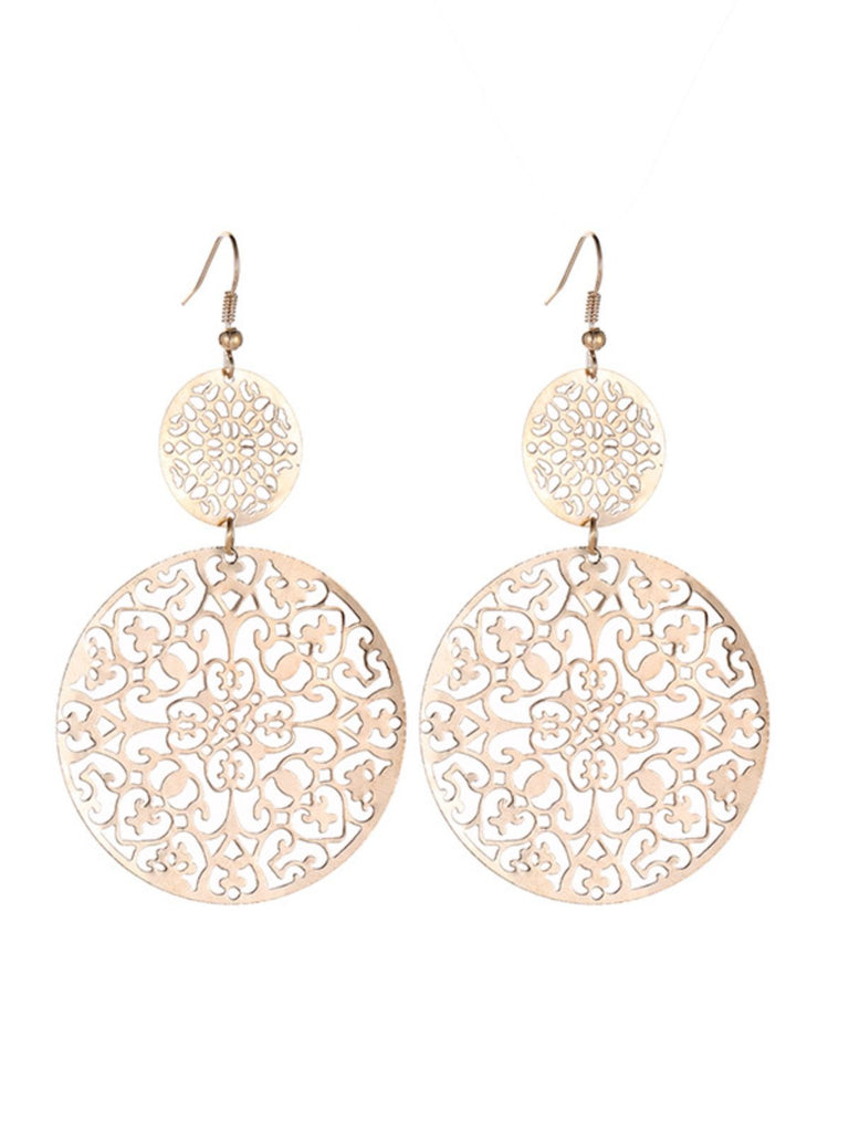 Gold Round Openwork Earrings