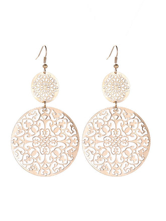 Gold Round Openwork Earrings