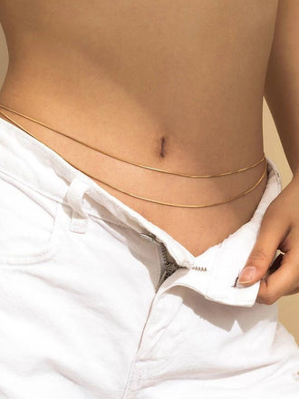 Gold Solid Layered Alloy Waist Chain