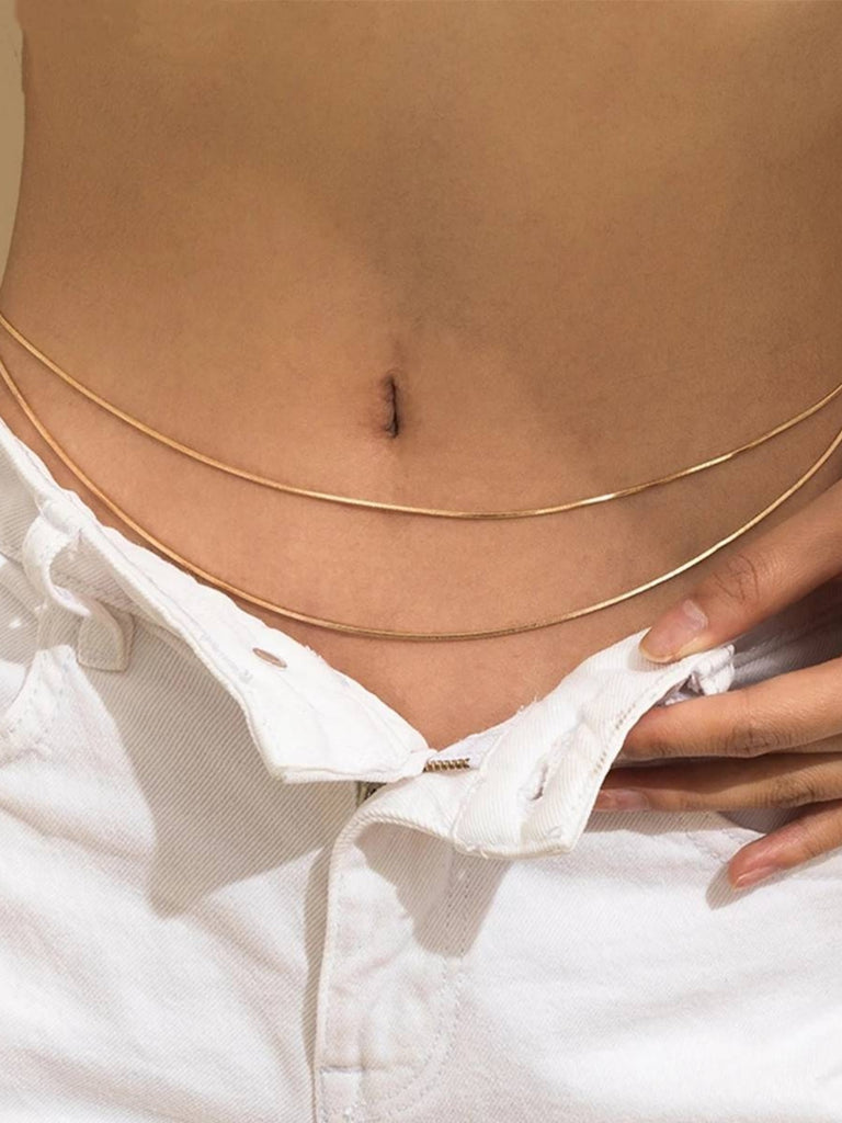 Gold Solid Layered Alloy Waist Chain