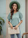 Lake Green 1940s Solid Puff Sleeve Top