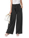 Black 1970s Solid Belted Wide-Leg Pants