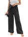 Black 1970s Solid Belted Wide-Leg Pants