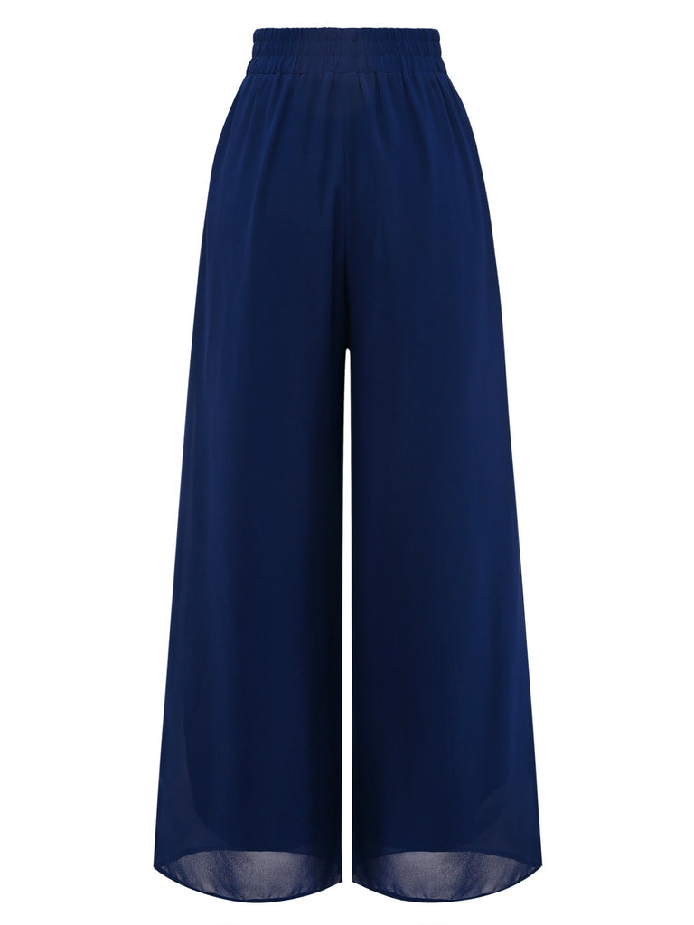 Y2K Solid Chiffon Elastic Waist Wide Leg Pants